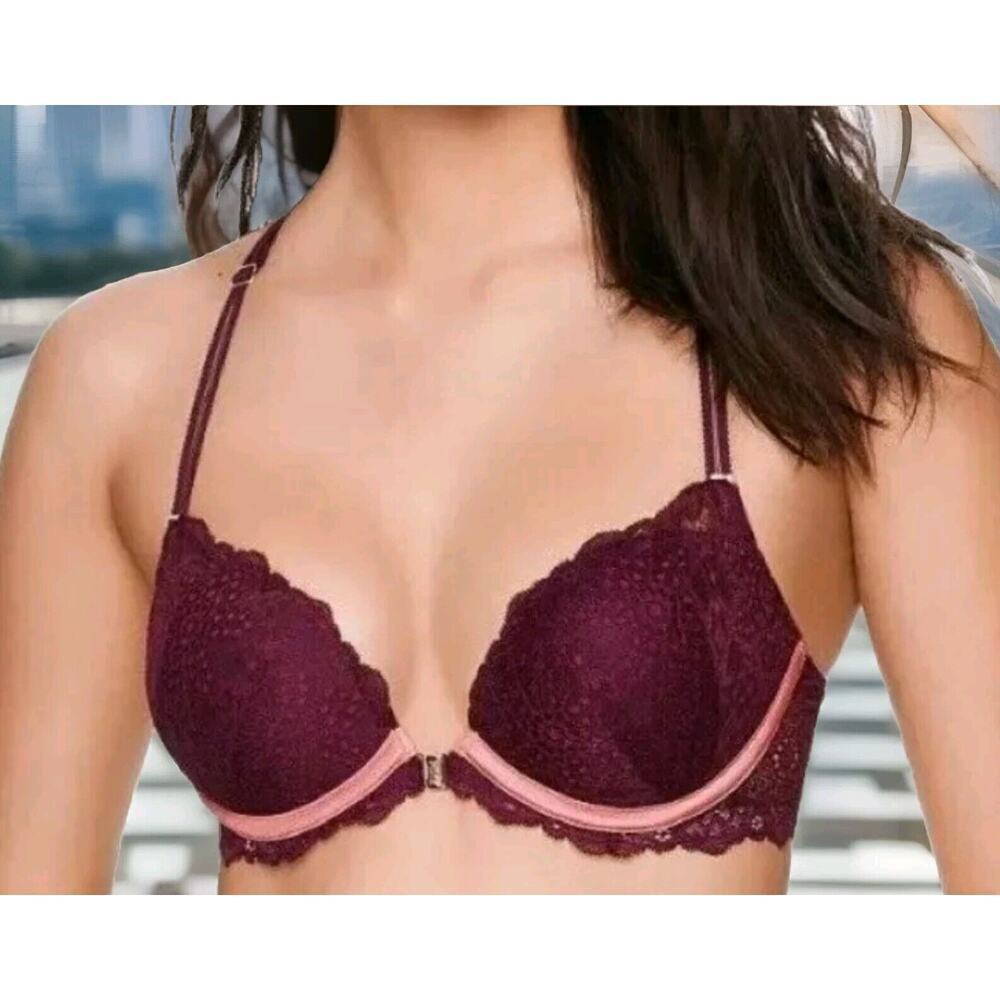 Victoria's Secret PINK Date Push Up Bra Padded Lace Racerback Size 32DD